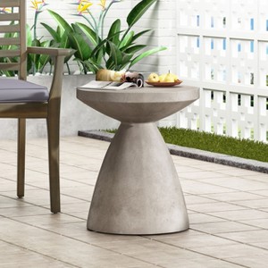 GDFStudio Inkwood Outdoor Lightweight Concrete Side Table, Concrete Finish - 1 of 4