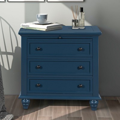 NicBex Retro Small 3-Drawer Dresser Cabinet Nightstand with Pull-Out Tray,Wooden Chest of Drawers for Bedroom,Living Room,Hallway