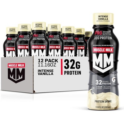 Muscle Milk Pro Advanced Nutrition Protein Shake, Intense Vanilla - 11.16 Fl Oz Bottle (Pack of 12)