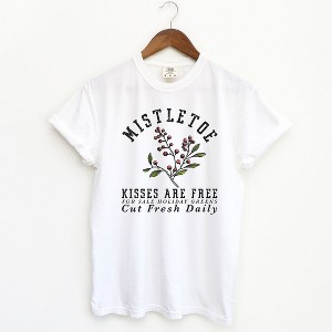 Simply Sage Market Women's Mistletoe Kisses Are Free  Short Sleeve Garment Dyed Tee - 1 of 2