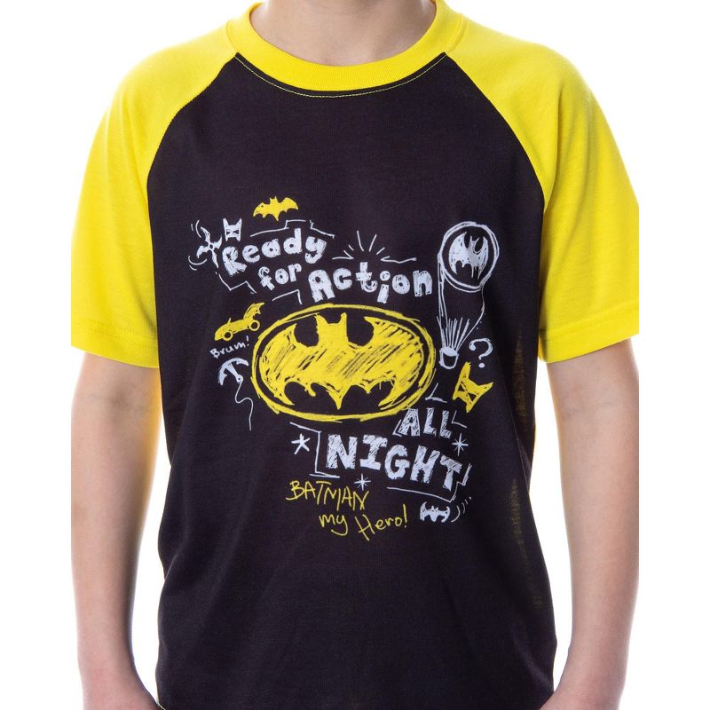 DC Comics Boys' Batman Ready For Action Shirt and Shorts 2 PC Pajama Set, 3 of 6