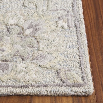 Light Blue and Ivory Square Hand-Tufted Wool Area Rug