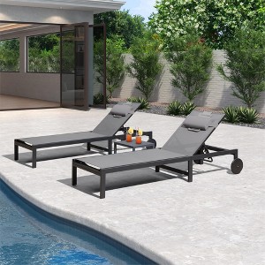 PURPLE LEAF Outdoor Chaise Lounge Chairs Set Adjustable Recliner Chair with Wheels and Table for Poolside Beach Aluminum Reclining Sunbathing Lounger - 1 of 1
