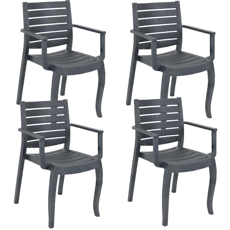 Sunnydaze Polypropylene Stackable Illias Outdoor Patio Arm Chair, 1 of 12