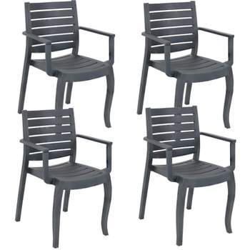 Sunnydaze Polypropylene Stackable Illias Outdoor Patio Arm Chair