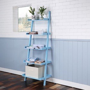 5-Tier Leaning Ladder Book Shelf, Wall Mounted Storage Rack With Open Shelves, Modern Display Rack - 1 of 4