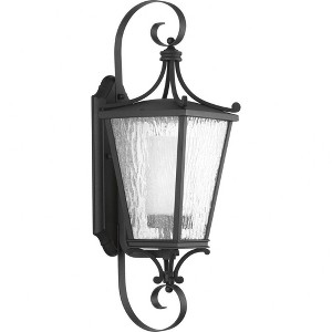 Progress Lighting Cadence 1-Light Outdoor Wall Lantern in Black with Seeded Glass Shade - 1 of 2