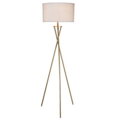 64.5" Hourglass Tall Mid-Century Metal Floor Lamp for Living Room Bedroom Office House Home, Matte Gold