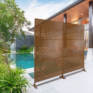 CAVINAS Patio Decorative Screen Metal Fence Privacy Screen with Grid Pattern for Outside and Garden, 76" H×48" W - 1 of 4