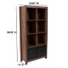 Flash Furniture New Lancaster Collection 59.5"H 6 Cube Storage Organizer Bookcase with Metal Cabinet Doors in Crosscut Oak Wood Grain Finish - image 2 of 4