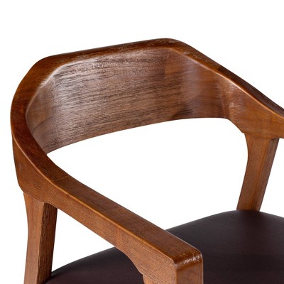 Chestnut Wire-Brushed Faux Leather Upholstered Arm Chair