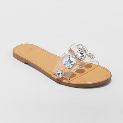 clear gem sandals