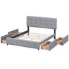 Whisen Elegant Design Queen Size Upholstered Platform Bed with 2 Drawers and Trundle - 3 of 4