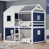 Racxily Bunk Wood House Bed with Tent - 3 of 4