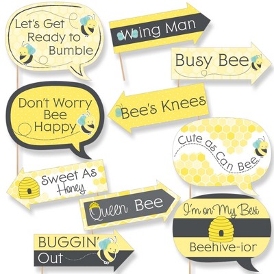 Big Dot of Happiness Funny Honey Bee - Baby Shower or Birthday Party Photo Booth Props Kit - 10 Piece