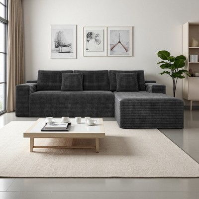 104" Cloud Corduroy L-Shaped Sectional Sofa with Chaise