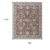 Red Blue and Ivory Floral Power Loom Worn Faded Area Rug With Fringe - 3 of 4