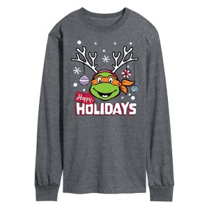 Men's - Teenage Mutant Ninja Turtles - Happy Holidays Long Sleeve Graphic T-Shirt - 1 of 4