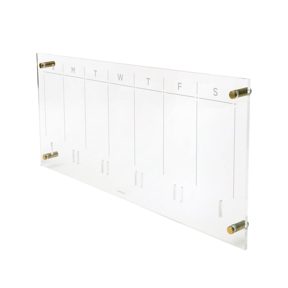 RUSSELL + HAZEL Acrylic Weekly Wall Calendar: Clear Office Supplies, Desk Organizer, 10" x 24" Wall Planner