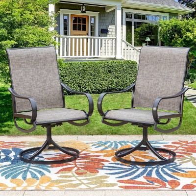 2pk Steel Patio 360 Swivel Padded Arm Chairs With Sling Seat & Back -  Captiva Designs : Target