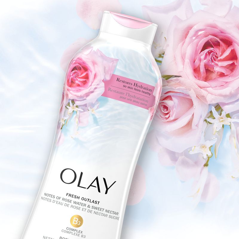 Olay Fresh Outlast Rose Water &#38; Sweet Nectar Body Wash - 22 fl oz, 3 of 8