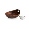Nambe Portables Chip and Dip Server, Chips and Salsa Serving Dish, Salad Bar Serving Set for A Party, Made of Acacia Wood and Metal Alloy, 6-inch - 2 of 4