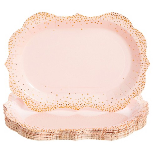 Set of 3 Nesting Trays Pink and White Swirl Sparkle Serving Tray