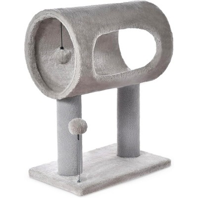Gray Indoor Cat Tree with Tunnel Bed, Scratching Post & Hanging Ball, 20.5" Cat Tower for Kittens and Small Cats, Cozy Playhouse Furniture