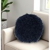 HomeRoots 14" X 14" Navy Blue Round Shag Throw Pillow - 2 of 4