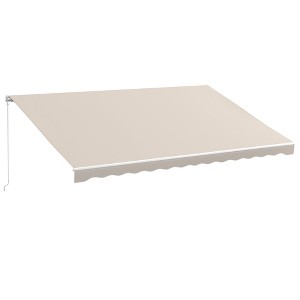Outsunny 16' x 10' Electric Retractable Awning, Sun Shade Shelter with Remote Controller and Crank Handle for Deck, Balcony, Yard, Cream White - 1 of 4
