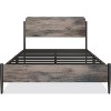 Bed Frame - Industrial Wooden Platform Base with Headboard and Footboard, Easy Assembly, Strong Bearing Capacity - 2 of 4