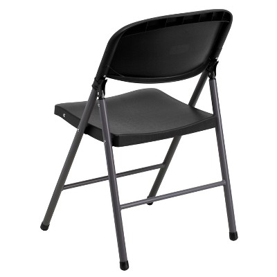 Black Metal Armless Folding Reception Chairs, Set of 2