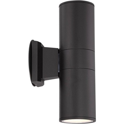 Black Aluminum Dual Up-Down Outdoor Wall Light Set of 2