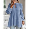Women's Elegant Long - Sleeve Blouse, Charming Tiered Tunic Top with Keyhole Neck for Work, Date, and Casual Wear - 3 of 4