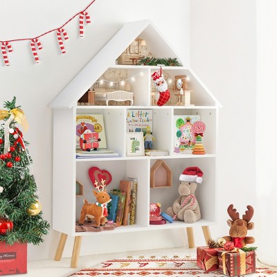 Arceso 4-Tier Dollhouse Bookshelf, Bookcase with Storage Display for Playroom & Nursery