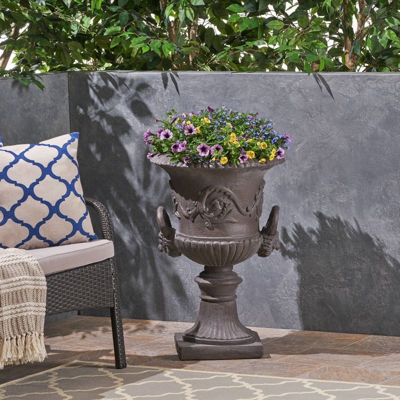 29&#34; Planter Adonis Lightweight Concrete Patio Urn Gray - Christopher Knight Home, 3 of 7