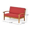 GDFStudio Keanu Outdoor Acacia Wood Loveseat and Coffee Table Set with Cushions - 3 of 4