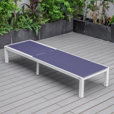 Navy Blue Aluminum Outdoor Chaise Lounge with Adjustable Backrest