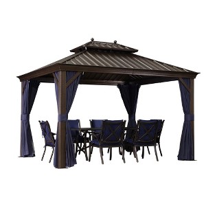 PURPLE LEAF Hardtop Gazebo Canopy with Netting and Curtains for Outdoor Deck Backyard Heavy Duty Metal Patio Permanent Pavilion - 1 of 4