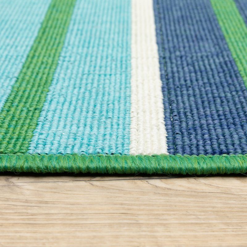 Macro Multi-Striped Patio Rug Blue/Green - Captiv8e Designs, 5 of 21