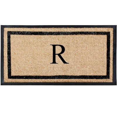 A1HC Natural Coir & Rubber Doormat for Outdoor Indoor Entrance, Long Lasting Easy to Clean Front Door Mat 24x48, Monogrammed