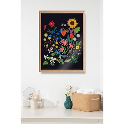 Blake Dark Flora Framed Glass Botanical Wall Art, 18x24 Natural