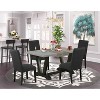 5-Piece Rectangle Natural Oak Finish Solid Wood Top Dining Table with 4 Parson Chair with - 2 of 4