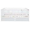 Twin/Full Size Wood Daybed with Fence Guardrails and 2 Drawers, Split into Independent Floor Bed & Daybed-ModernLuxe - 4 of 4