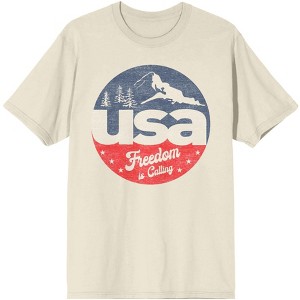 Americana USA Freedom Is Calling Men's Natural T-Shirt - 1 of 3