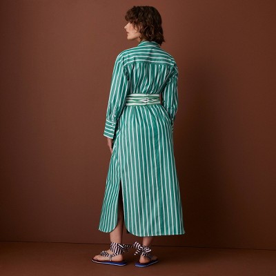 Женские платья Rosie Assoulin x Target Women's Long Sleeve Tie-Waist Striped Poplin Maxi Shirt Dress - Rosie Assoulin x Target Green M — фото 3