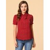 INSPIRE CHIC Women's Retro Dots Print Bow Tie Peter Pan Collar Chiffon Blouse - 2 of 4