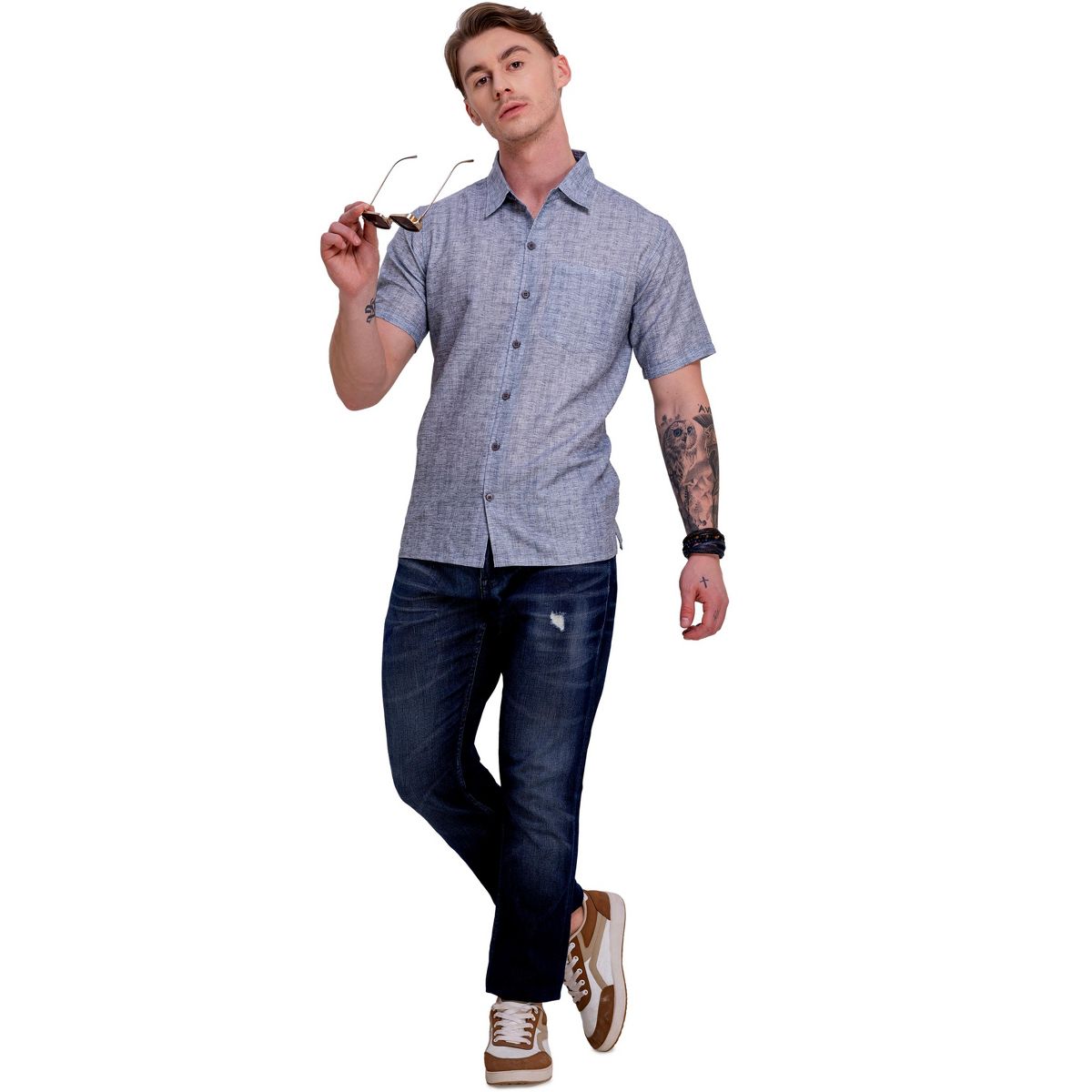 HAPPY BAY Mens Hawaiian Shirts Short Sleeve Button Down Shirt Men's Casual Shirts Vacation Tropical Summer Party Shirts for Men Funny XXL Grey Solid - thumbnail 6