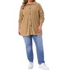 Women's Plus Size Corduroy Lapel Button Down Long Sleeve Pleated Back Casual Shacket Jacket with Pocket - Agnes Orinda - 3 of 4