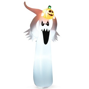 Tangkula Halloween Decoration 6FT Inflatable Blow Up Ghost With Pumpkin LED Lights Yard - 1 of 4